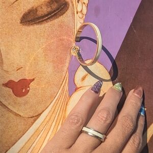MONET CREAM & GOLD HOOP EARRINGS AND RING